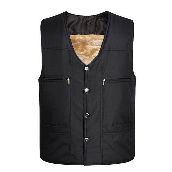 Middle -aged dad autumn and winter vest with velvet thickened warm cotton folder middle elderly men's men's grandfather vest