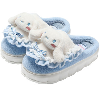 
Sanrio IP joint brand Yugui dog cotton slippers for women in winter