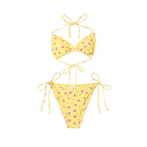 Limone2025 new hot spring yellow bikini seaside resort style swimsuit sexy y2k split swimsuit