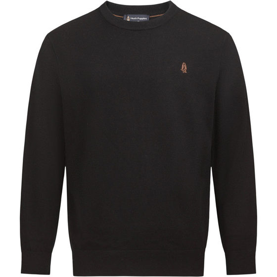 
[100% Sheep Wool] Hush Puppies Men's Autumn and Winter Solid Color Round Neck Sweater Premium Simple Casual Sweater
