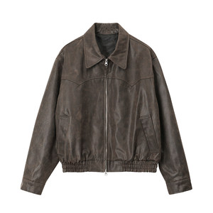 MRCYC American retro short leather jacket for men's spring loose lapel jacket Korean trendy high-end jacket