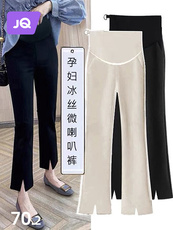 Брюки для беременных 婧麒孕妇裤子春秋外穿开叉喇叭裤小个子九分裤夏季冰丝裤孕妇秋装