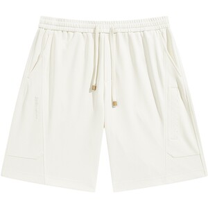 Peacebird men's textured white shorts autumn fashion trend spliced ​​casual pants medium shorts