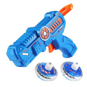 New children's pull-line gyro gun toy alloy glowing battle plate colorful double argent gyro boy's gun