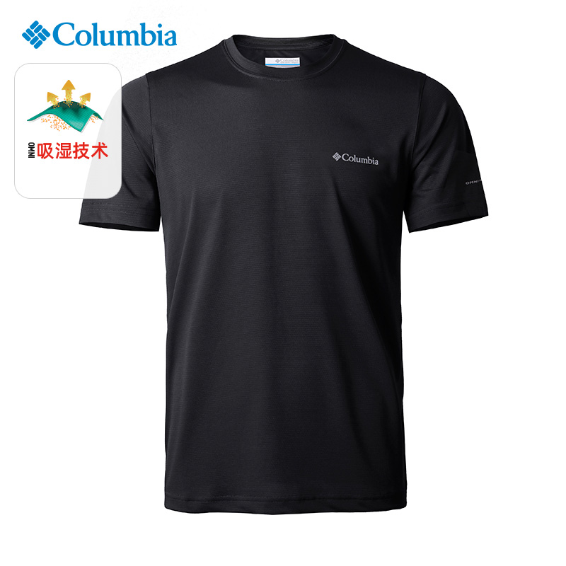 哥伦比亚 户外男装速干衣轻薄透气舒适休闲圆领短袖T恤