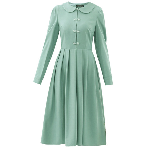 Wei Feng Doll Collar Dress Women's Spring 2026 Spring New Women's Long Sleeve Temperament High Waist Slimming Age Reduction Skirt