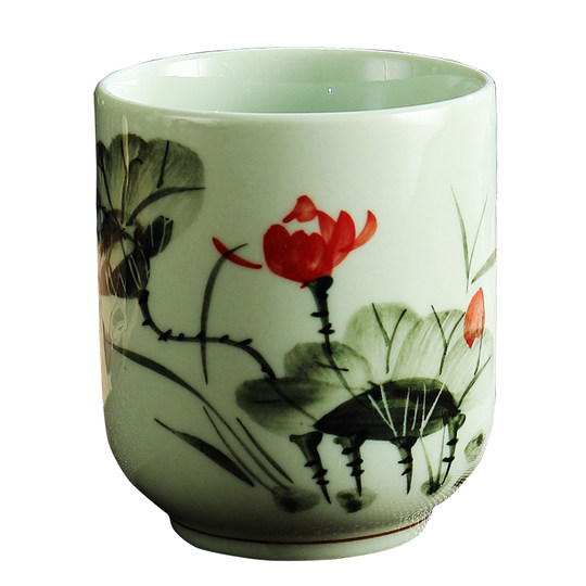 景徳鎮 手作り 磁器カップ 茶色く 茶碗 