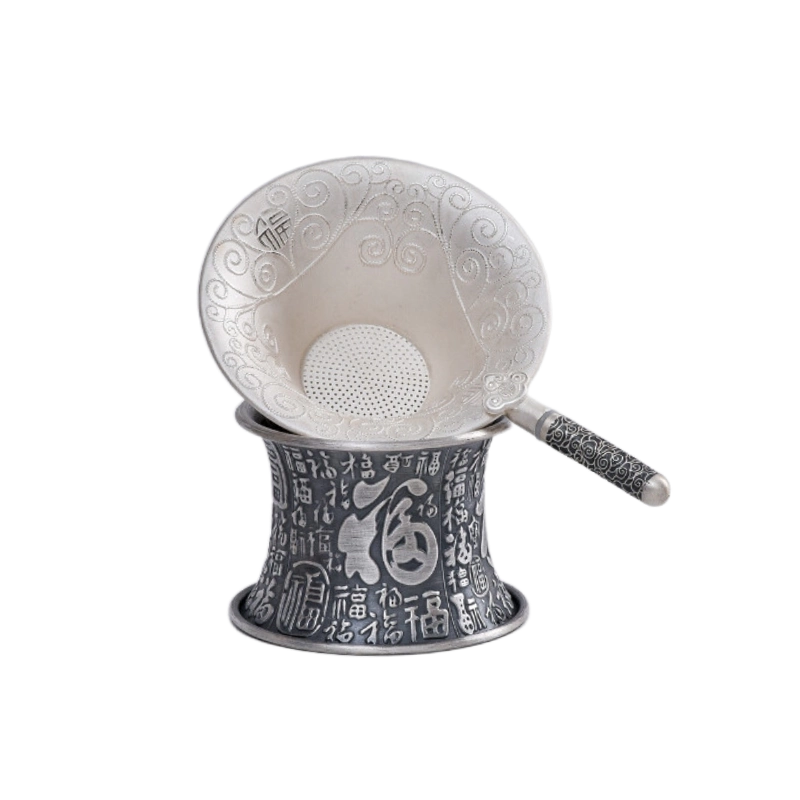 純銀 茶托 2個 手工银茶滤纯银999茶漏网茶托过滤网泡茶过滤器