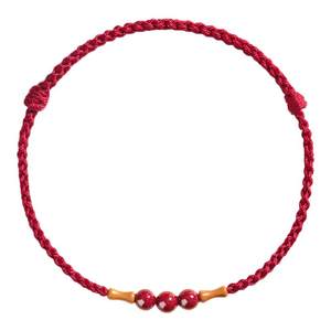 Year of the Horse, zodiac year, red rope bracelet for women, cinnabar, bamboo, peach wood bracelet, landing anklet, transfer bead braided bracelet