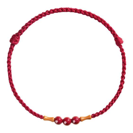 Year of the Horse, zodiac year, red rope bracelet for women, cinnabar, bamboo, peach wood bracelet, landing anklet, transfer bead braided bracelet
