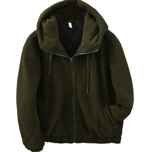 
Extreme linen winter hooded imitation sherpa warm cotton coat for men retro basic versatile casual loose top jacket