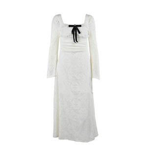 GirlsAt18 French high-end lace white long-sleeved dress for women autumn birthday skirt temperament long skirt