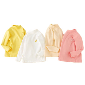 
Cotton girls' bottoming shirt half turtleneck children's 100% cotton autumn clothing boys' spring and autumn long-sleeved T-shirt baby tops