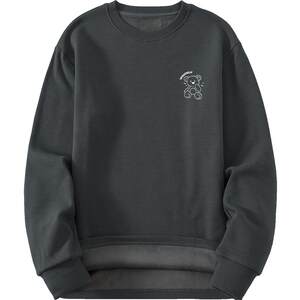 
Bear T-shirt men's long-sleeved heavyweight velvet thickened inner white autumn and winter bottoming shirt round neck warm autumn clothes