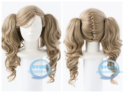 taobao agent The goddess is different, Persona5 high -rolled apricot double ponytail tiger mouth clip cos wig