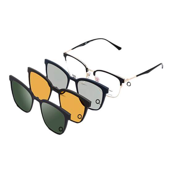 
Genuine kangaroo glasses frame, retro eyebrow frame, polarized clip, multifunctional myopia glasses set, full frame for men and women