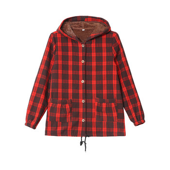 Cotton-padded jacket, buttoned cotton coat, winter coat, mother's hooded cotton coat