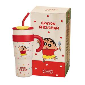 
Modern housewife crayon Shin-shiba cup thermos for women large capacity water cup straw cold ice cup birthday gift