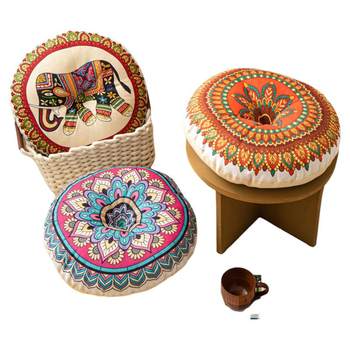 Anti-slip mat retro household thickened cotton and linen round cushion creative light luxury dining table coffee table ass floor mat futon