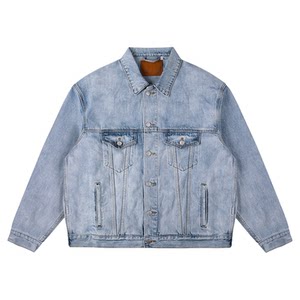 IDLT [Sounds] Drime denim jacket jacket Loose and high -quality men and women water washing blue work tide
