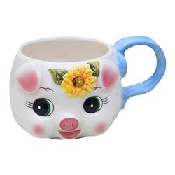 Fangya Ceramics Cute Pig Birthday Gift Couple Cup Sunflower Cup Rose Cup Coffee Instant Noodles Crafts