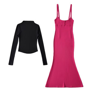 YOUNGGIRLDAY Pure Sexy Tighter Little Gao Ning Long -sleeved T -shirt Bad hip fishtail back dressing suit