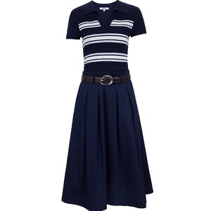 
ONLY2026 spring new commuter striped knitted splicing umbrella skirt fake two-piece mid-length skirt dress for women