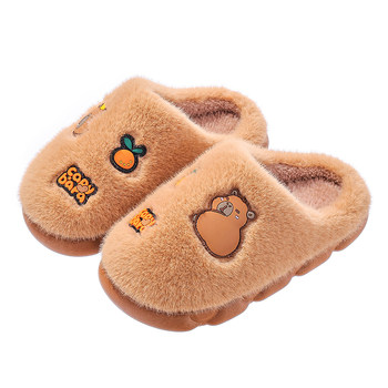 Capibala children's cotton slippers boys and girls plush home shoes parent-child winter cute capybara cotton slippers