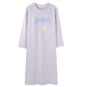 
Langsha pure cotton long-sleeved nightgown women's 2026 new dress long large size can be worn outside pajamas home clothes HJ