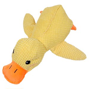 Dog toy plush sleeping with little yellow duck with grinding teeth and making sounds relieve boredom artifact cat pet toy charge duck