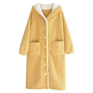 
Lamb velvet nightgown women's winter pajamas warm plus velvet thickened coral velvet bathrobe mid-length flannel home clothes