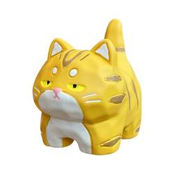 Original wood carving style standing cat desktop decoration