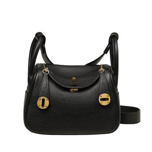 2025 new mini Lindi bag cowhide doctor bag genuine leather women's bag trendy one-shoulder side cross-length handheld pillow medicine bag