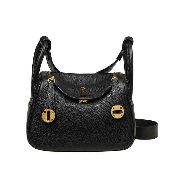 2025 new mini Lindi bag cowhide doctor bag genuine leather women's bag trendy one-shoulder side cross-length handheld pillow medicine bag