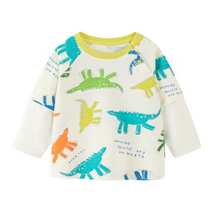 
[Fake Two Pieces] Mini Balabala Boys T-Shirt Spring Contrast Color Long Sleeve Dinosaur Baby Bottoming Top