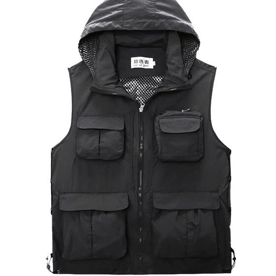 Thin, multi-pocket vest, quick-drying, loose, outdoor fishing photography, unisex workwear vest, multi-functional