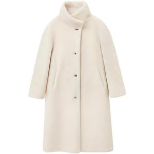 
OVV autumn and winter new women's wool plush single-breasted large lapel mid-length fur coat