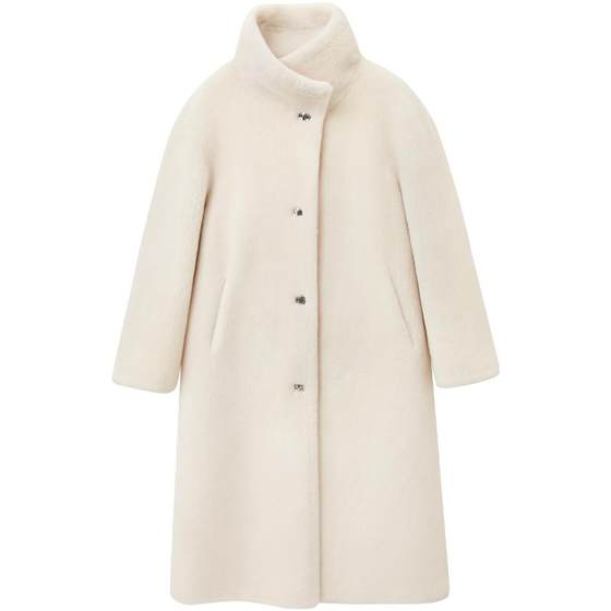 
OVV autumn and winter new women's wool plush single-breasted large lapel mid-length fur coat