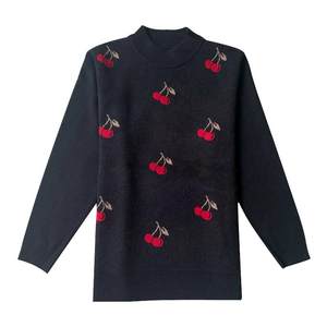 Middle-aged and elderly half-high neck pullover plus velvet thickened large-size sweater for women in autumn and winter loose 2025 base grandma knitted sweater