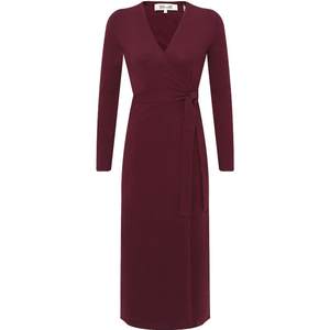 
DVF wool cashmere blend wrap dress V-neck high waist long sleeve mid-length solid color knitted dress MR43E00
