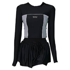 
Women's one-piece swimsuit conservatively covers belly and looks slimming 2026 new sun protection swimming pool special sports boxer long-sleeved swimsuit