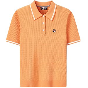 
FILA official short-sleeved knitted shirt for women spring new casual twisted slim sports POLO collar top