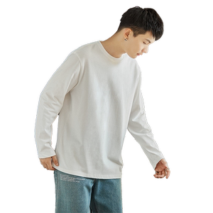 
Tangshi spring and autumn new solid color long-sleeved T-shirt men's clothing trendy white round neck inner bottoming shirt C