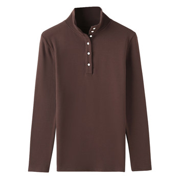 Half turtleneck long sleeve buttoned pure cotton Korean style bottoming shirt