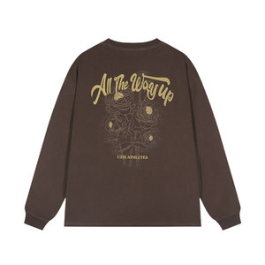 
Aspiring UZIS American long-sleeved T-shirt men's retro shooting suit loose round neck basketball sports base shirt [opening