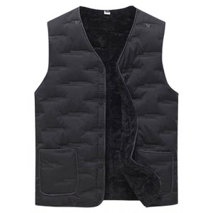
Luo Ming old man brand men's clothing, men's velvet thickened cotton vest, middle-aged and elderly dad's large size warm-weather inner vest