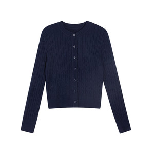 
pusumede number one sweetheart retro round neck twist sweater cardigan jacket women's temperament knitted top