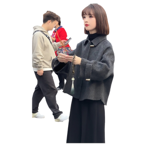 
High-end wool double-sided woolen coat for women 2025 autumn and winter woolen coat small temperament simple short style casual