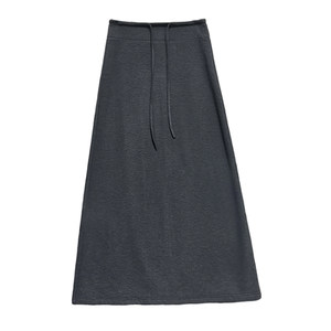 
Gray wool glutinous rice skirt for women 2025 autumn and winter a-line skirt hip-covering skirt slit slim knitted skirt mid-length skirt