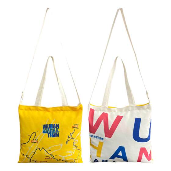 Wuhan Marathon limited edition canvas bag prints exclusive color logo, men and women, fashion, environmental protection, strong, durable